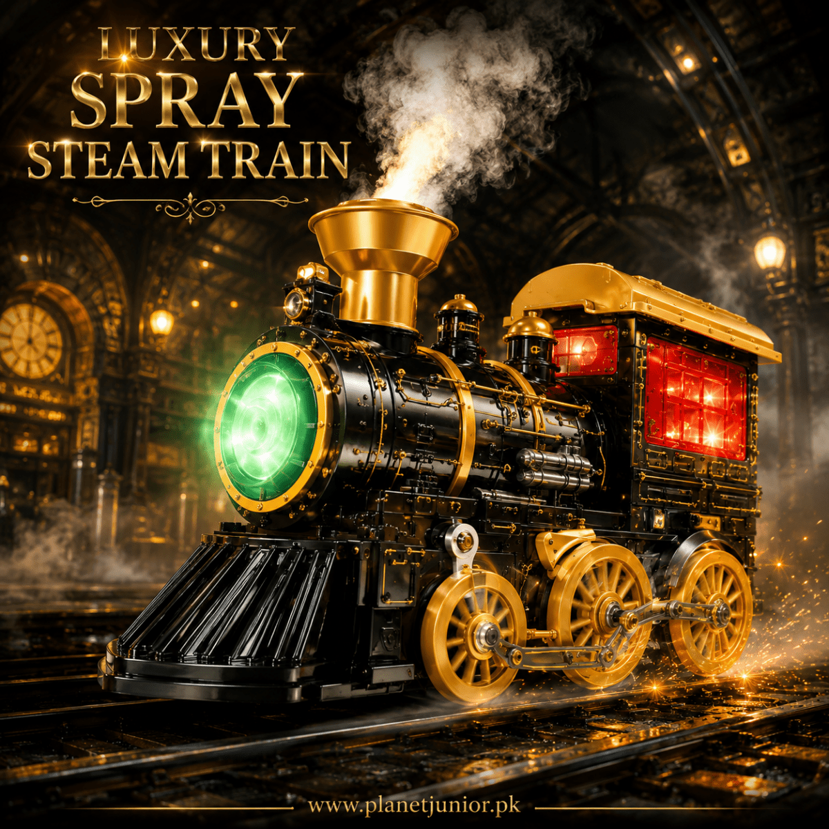 52ef8d19-da57-495d-ae21-285d654f4141 Electric Spray Train Engine – Light, Sound & Mist Steam Train - Image 1